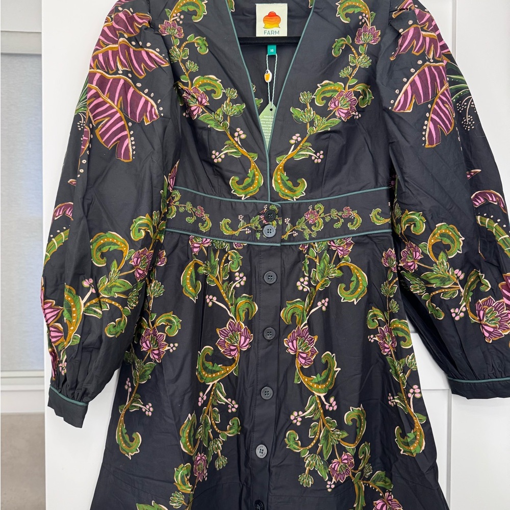 FARM Rio Black Dress with Colorful Floral Design